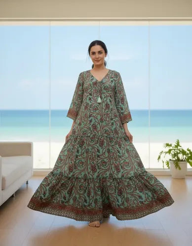 Vestido Seda Hindú India Fiesta