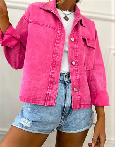 Camisaco Jean Grande Campera Denim Corta Oversize