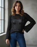 Sweater Mangas Oxford Calado Boho Corazones Importado