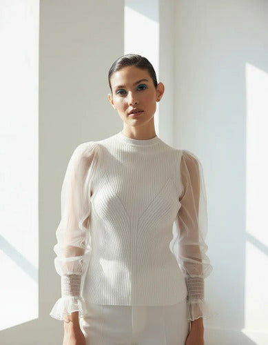 Sweater Tejido Importado Cod. 32 Blanco Liso Único