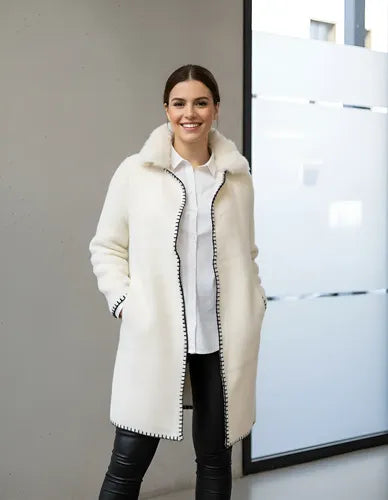 Saco Tapado Tejido Pelo De Mono + Piel Importado Extra Suave