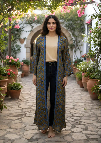 Kimono Largo Saco Importado Seda Hindú
