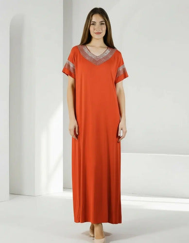 Vestido Modal Con Strass Importado Largo