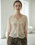 Blusa De Gasa Labrada Corta