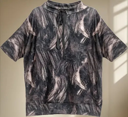 Buzo Manga Corta De Diseño Oversize M Gris Oscuro Estampado