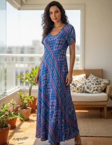 Vestido Largo Seda Boho Importado India Tipo Holi Rapsodia