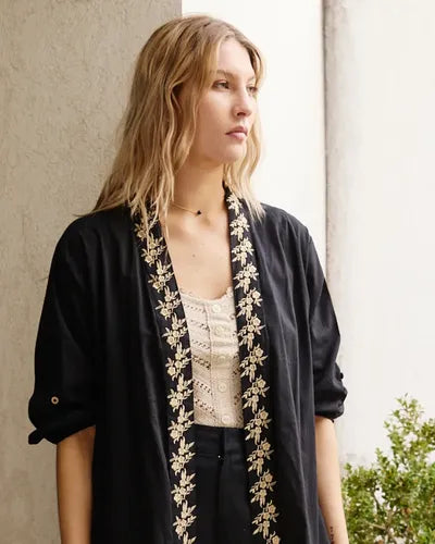 Kimono Bordado De India Modelo Amplio Xxl