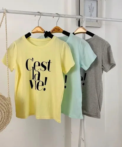 Remera Estampa Cest La Vie Talle Único Lila C'est La Vie Unico Estampa Localizada