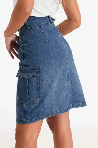 Falda Pollera De Jean Denim Cargo