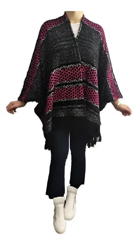Poncho Saco Ruana Amplio Tejido Xxxl Pelo De Mono