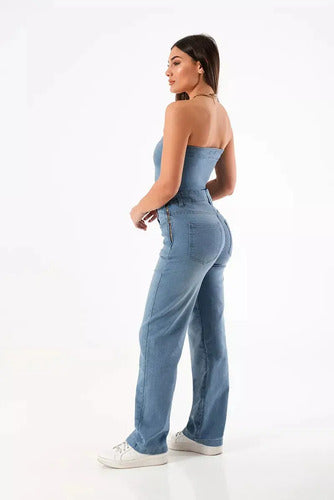 Mono Enterito De Jean Largo Strapless Elastizado