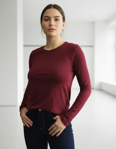 Remera Manga Larga Ag Store Bordó Liso S Lisa
