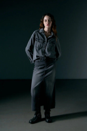 Camisa De Jean Gris Nueva 2da Selección Gris Lisa Xl