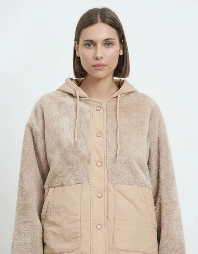 Campera De Peluche Y  Matelasse