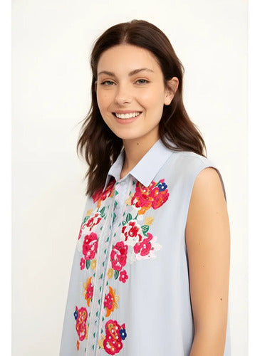 Blusa Camisa Importada Sin Mangas Bordada Estilo Vars