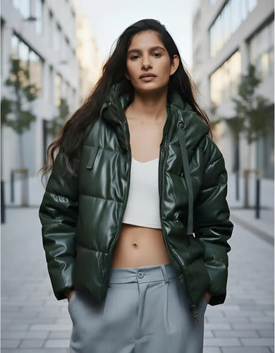Campera Puffer Eco Cuero Importada Grande Xxl Oversize