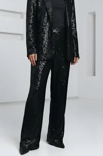 Pantalón De Lentejuelas Plateado Liso 40