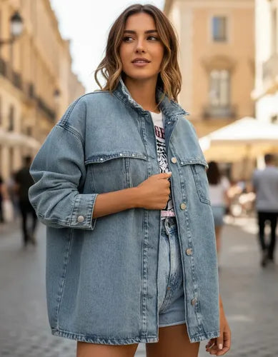 Saco Jean Campera Talle Amplio  Denim  Oversize  Camisaco