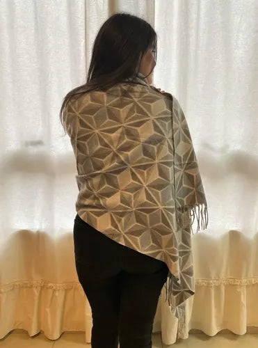 Pashmina Chalina Ruana Lanilla Rombos Importada