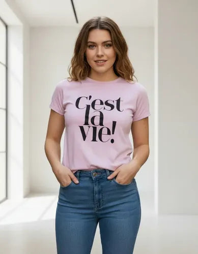 Remera Estampa Cest La Vie Talle Único Lila C'est La Vie Unico Estampa Localizada