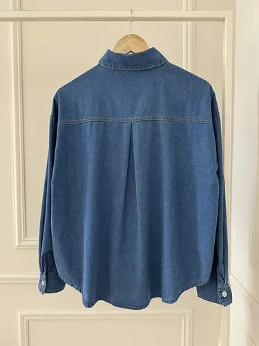 Camisa De Jean Con Hotfix Talle Amplio 2da Selección Azul Hotfix 38