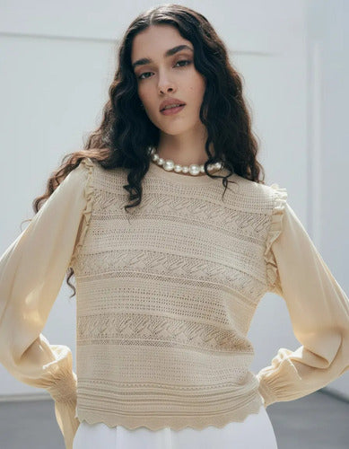 Sweater Tejido Importado Cod. 38 Beige Único