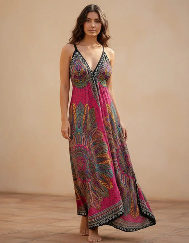 Vestido Solero Largo Importado India Boho Tipo Rapsodia