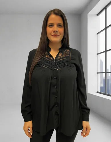 Camisa  Blusa Importada Fibrana  (258) Negro Liso M