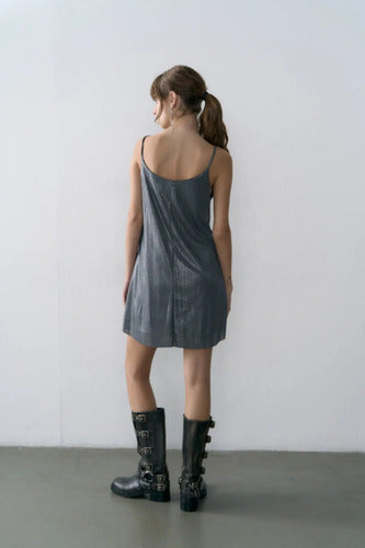Vestido Fiesta Noche Lurex Plisado