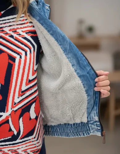 Campera De Jean Con Piel Importada