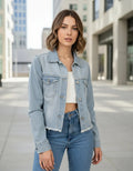 Campera De Jean Importada Celeste M Lisa