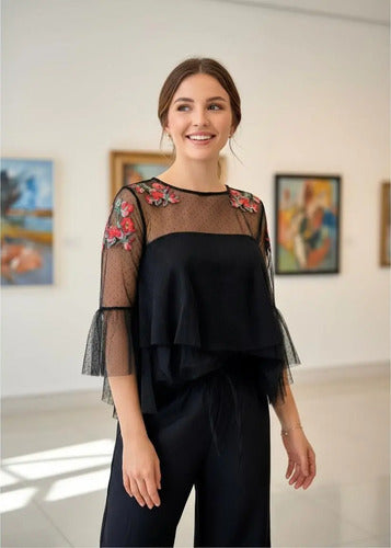 Blusa Boho Bordada Importada Tull