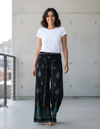 Pantalon Palazzo Hindu Hippie Chic T/ Rapsodia Talle M A Xl