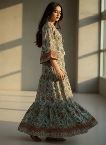Vestido Seda Hindú India Fiesta