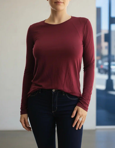 Remera Manga Larga Ag Store Bordó Liso S Lisa