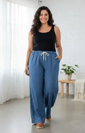 Pantalón Jean Palazzo Denim Talle Grande Celeste Liso Xxl
