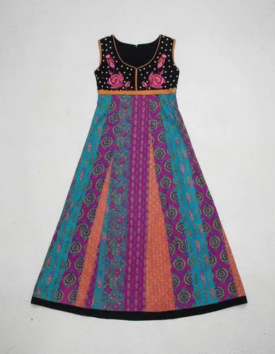 Vestido Largo Bordado Importado Boho Estilo Vars Negro Estampado L