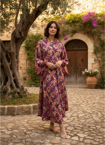 Vestido Mangas Oxford Importado Seda Hindú