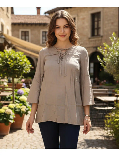 Blusa Tunica Camisa Importada Manga 3/4