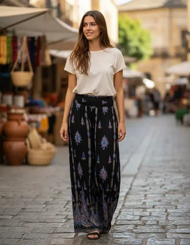 Pantalon Palazzo Hindu Hippie Chic T/ Rapsodia Talle M A Xl