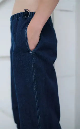 Pantalón Jean Parachute Denim Hilo Contraste