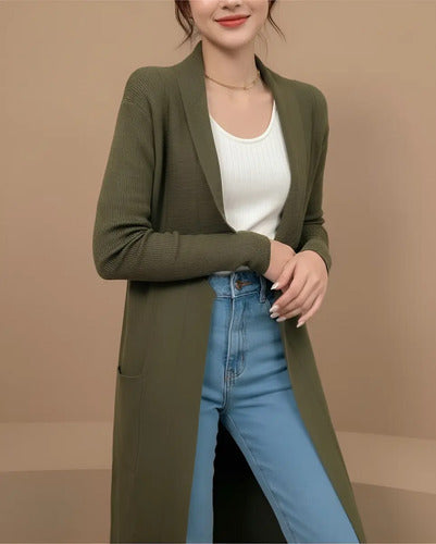 Cárdigan Saco Largo Saquito Tejido Morley Importado Verde Musgo U