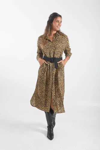 Vestido Largo Estilo Camisero Estampado Boho