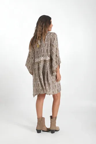 Vestido De Seda Hindú Corto Amplio Mangas Oxford Mod. 14