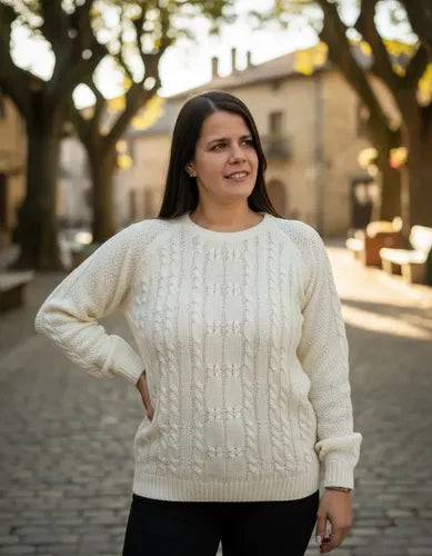 Sweater Tejido Amplio Liso Ochos