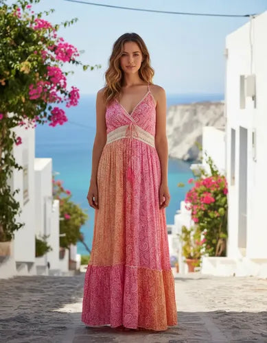 Vestido Sin Mangas Largo De India Con Lurex