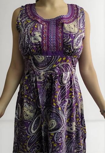 Vestido Estampado Largo Fucsia Estampado Único