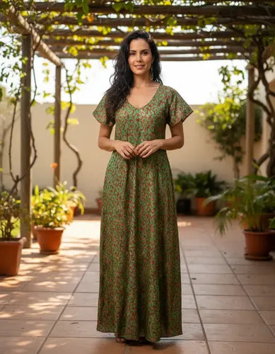 Vestido Largo Seda Boho Importado India Tipo Holi Rapsodia