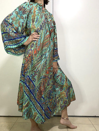 Vestido Mangas Oxford Importado Seda Hindú