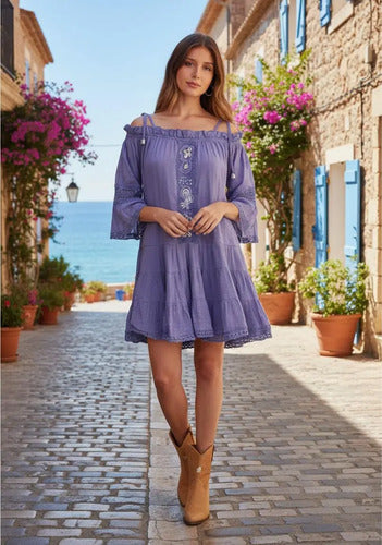 Vestido  Bordado Importado Tipo Vars Hippie Chic